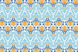 Abstract All Over Floral and Geometric Seamless Pattern for Textile and Fabric Design with Colourful Blossoms and Vintage Ornamental Details vector