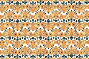 High Quality Premium Abstract Floral and Geometric Seamless Pattern Design for Textiles and Fabrics Featuring Colourful Blossoms and Elegant Ornamental Details for Fashion and Home Decoration vector