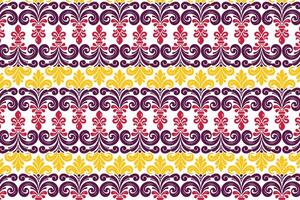 Abstract Floral and Geometric Seamless All Over Pattern for Textile and Fabric Design with Colorful Blossoms Damask Motifs and Vintage Inspired Elements vector