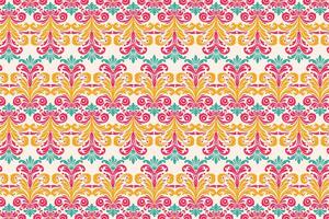 Abstract Floral and Geometric Seamless Pattern for Textile and Fabric Featuring Colourful Blossoms Damask Elements and Elegant Vintage Designs for Fashion Applications vector