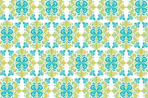Seamless Abstract Floral and Geometric Pattern for Textile and Fabric Design Featuring Colourful Blossoms and Vintage Inspired Details vector