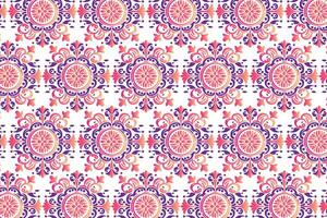 Abstract Floral and Geometric Seamless All Over Pattern for Textile and Fabric Design with Colorful Blossoms and Vintage Motifs vector