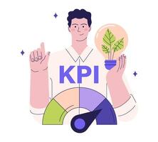 Eco-sustainable key performance indicators implementation. Personnel manager vector