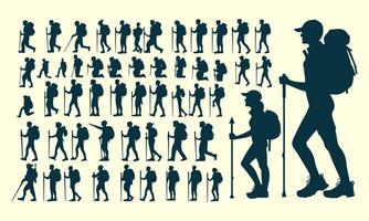 Silhouette Design of Hiking Standing with Backpack Symbolizing Extreme Adventure and Exploration vector