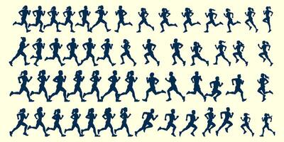 Jogging Running or Walking Silhouettes vector