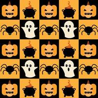 Geometric pattern Bauhaus Halloween of abstract modern shapes with horror holiday characters. vector
