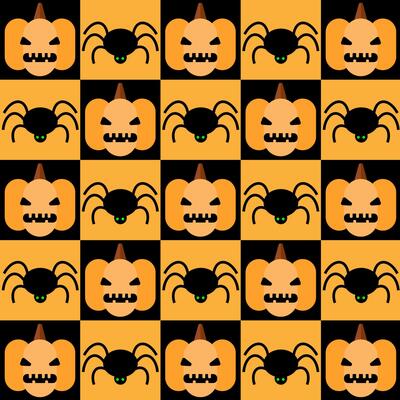 Bauhaus Halloween of abstract modern shapes with horror holiday characters. Geometric seamless pattern