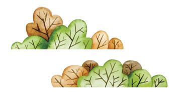 watercolor drawing, set of bushes. illustration in simple style, cartoon vector