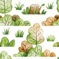 seamless pattern with forest, autumn trees and bushes. simple print vector