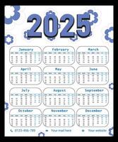 2025 Calendar Design. one page calendar vector
