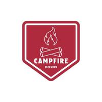 campfire logo design concept label badge vector