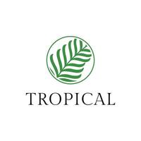 green leaf palm logo design concept idea with label circle vector