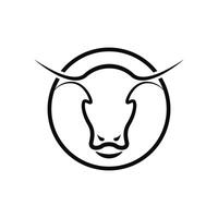 bull head logo design concept idea with label circle vector