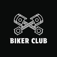 biker club logo design concept idea with piston crossed vector