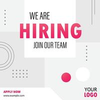We are hiring post, join our team announcement. Business concept of search and recruitment. Social media template job vacancy recruitment with abstract geometric shapes background. vector