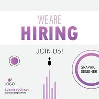 We are hiring post, join our team announcement. Business concept of search and recruitment. Social media template job vacancy recruitment with geometrical shapes. vector