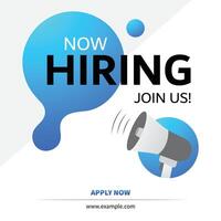 We are hiring post, join our team announcement. Business concept of search and recruitment. Social media template job vacancy recruitment. Loudspeaker illustration vector