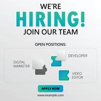 We are hiring post, join our team announcement. Business concept of search and recruitment. Social media template job vacancy recruitment. Puzzle concept. vector