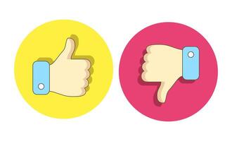 Thumb up and thumb down icon set vector