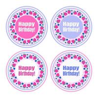 Happy birthday sign with berries and waffle background for the paper plate, balloon design, stickers, badges and emblems vector