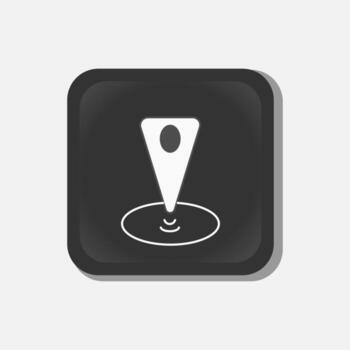 un negro y blanco icono de un alfiler señalando a un ubicación vector