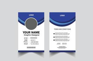 Modern and clean business id card template. professional id card design template with blue color. corporate modern business id card design template. Company employee id card template. vector