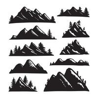 a collection of mountains, trees, and mountains. vector