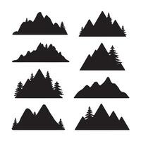 a set of mountains with trees silhouette vector