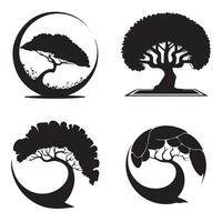 a black tree and a globe illustration vector