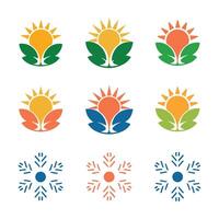 a colorful sun and tree design vector