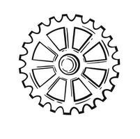 Line Machinaism gear settings symbol in retro tattoo style vector