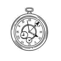 Line clock time symbol in retro tattoo style vector
