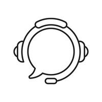 Headset with Chat Bubble Line Icon for Customer Support and Communication. Online Help and Customer Service Outline Symbol. Remote Assistance Sign. Editable Stroke. Isolated Illustration vector