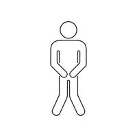 Restroom Urgency Line Icon. Man Standing with Pee Pose Outline Sign. Toilet Urgency Symbol. Editable Stroke. Isolated Illustration vector
