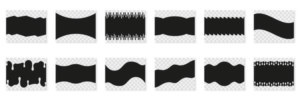 Abstract Geometric Shapes Set. Curved and Wavy Minimal Design Elements for Website Decoration. Black Abstract Separator for Web Page. Isolated Illustration vector
