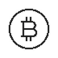 Bitcoin Line Icon in Pixel Art. Digital Currency, Cryptocurrency, Blockchain Finance Concept. Digital Finance Sign. Isolated Illustration vector