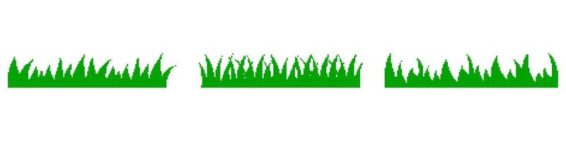 Pixel Art Grass Icon Set. Retro Pixelated Green Grass in Nostalgic 8-bit Style. Isolated Illustration vector