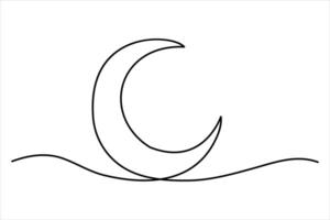 Clean and modern one line moon illustration for graphics vector