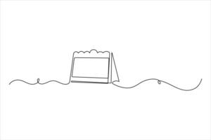 Clean one line drawing of table calendar for modern projects vector