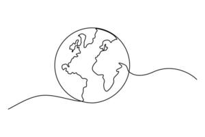 Elegant continuous line earth globe illustration for sleek art vector