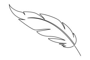 Continuous line art of feather for elegant design vector