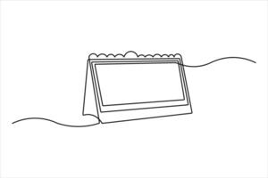 Minimal table calendar in single line art for trendy graphics vector