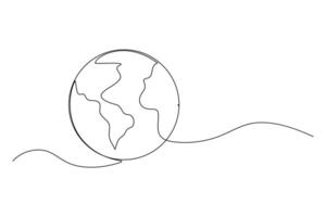 Simple continuous line art of earth globe for global themed designs vector