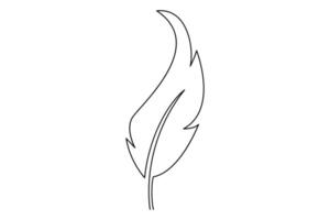 Single line feather sketch for minimalistic art vector