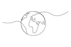 Clean one line art of earth globe for nature and environment themed designs vector