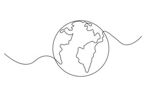 Continuous line drawing of earth globe for clean and stylishcreations vector