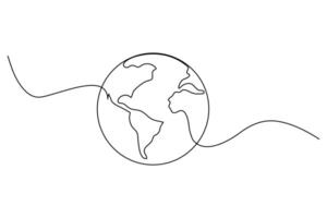 Elegant one line earth globe sketch for modern art projects vector