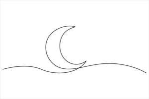 Continuous line moon sketch for contemporary designs vector