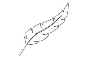 Elegant feather outline in single continuous line art vector