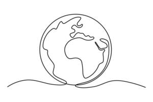 One line globe sketch for global awareness and environment themed vector